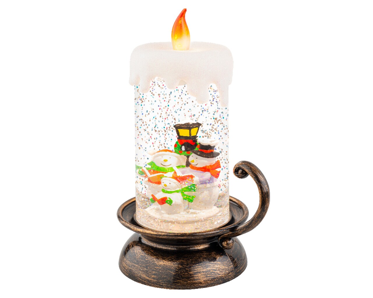 Decoratiune luminoasa Candle w snowman family, Lumineo, 10.5x14x21.5 cm, plastic, multicolor - imagine 3